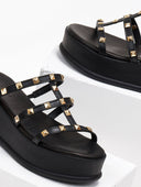 Flatforms δερμάτινα με τρουκς estil - Μαύρο - thefashionproject.gr - Estil