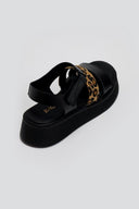 Flatforms δερμάτινα με velcro και print Ragazza 01227 - Μαύρο - thefashionproject.gr - RAGAZZA