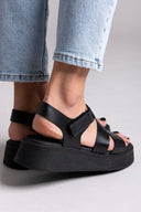 Flatforms δερμάτινα με velcro Ragazza 01227 - Μαύρο - thefashionproject.gr - RAGAZZA