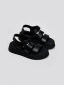 Flatforms δερμάτινα με velcro Ragazza 01227 - Μαύρο - thefashionproject.gr - RAGAZZA