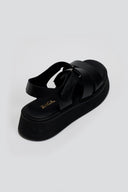 Flatforms δερμάτινα με velcro Ragazza 01227 - Μαύρο - thefashionproject.gr - RAGAZZA