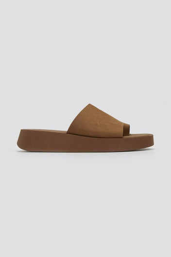 Flatforms δερμάτινα nubuck σανδάλια Estil - Κάμελ - thefashionproject.gr - Estil