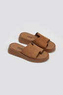 Flatforms δερμάτινα nubuck σανδάλια Estil - Κάμελ - thefashionproject.gr - Estil