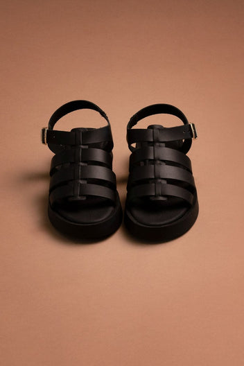 Flatforms δερμάτινα σανδάλια gladiator Estil - Μαύρο - thefashionproject.gr - Estil
