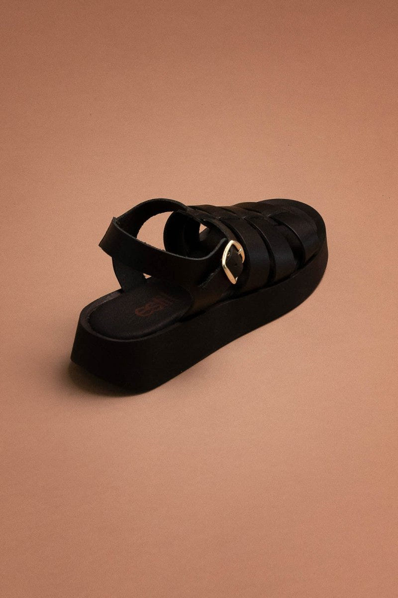 Flatforms δερμάτινα σανδάλια gladiator Estil - Μαύρο - thefashionproject.gr - Estil