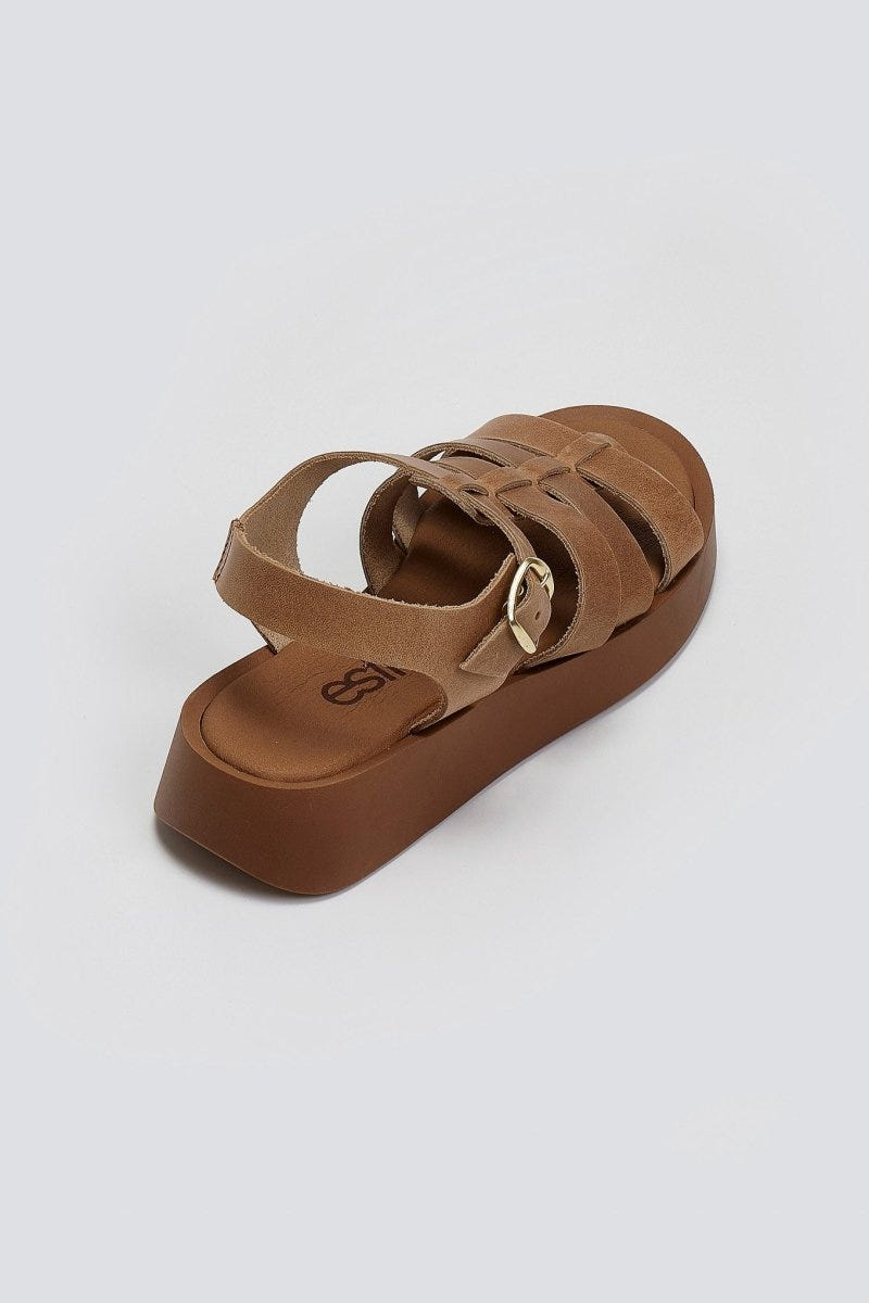 Flatforms δερμάτινα σανδάλια gladiator Estil - Τάουπε - thefashionproject.gr - Estil