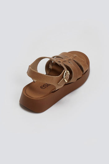 Flatforms δερμάτινα σανδάλια gladiator Estil - Τάουπε - thefashionproject.gr - Estil