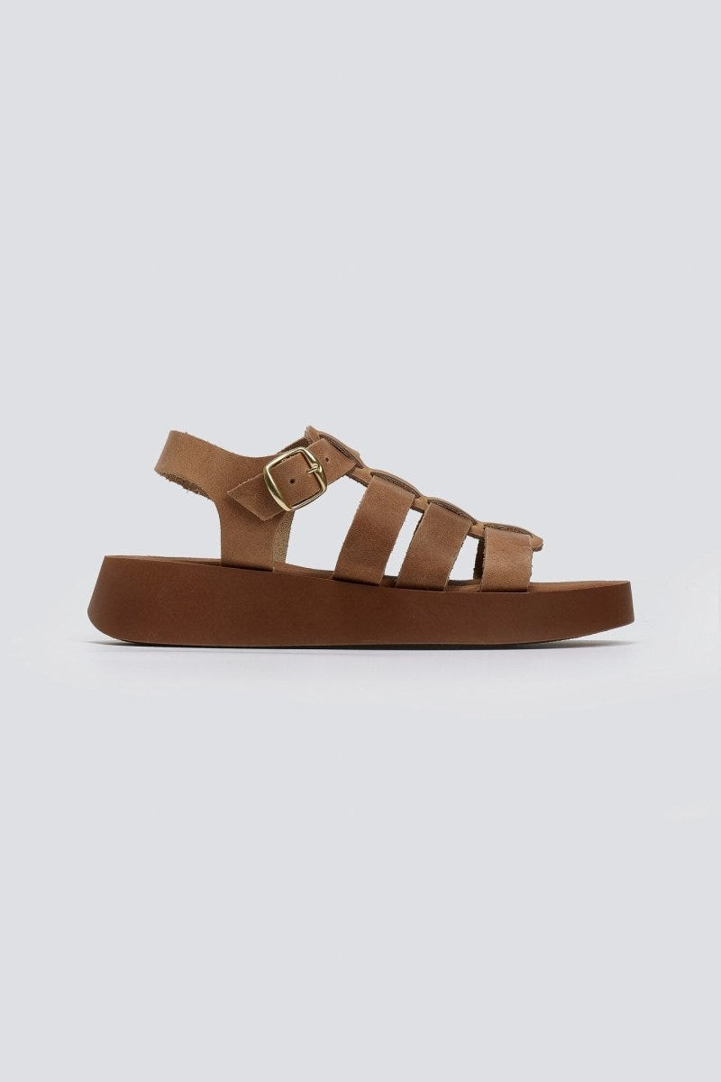 Flatforms δερμάτινα σανδάλια gladiator Estil - Τάουπε - thefashionproject.gr - Estil