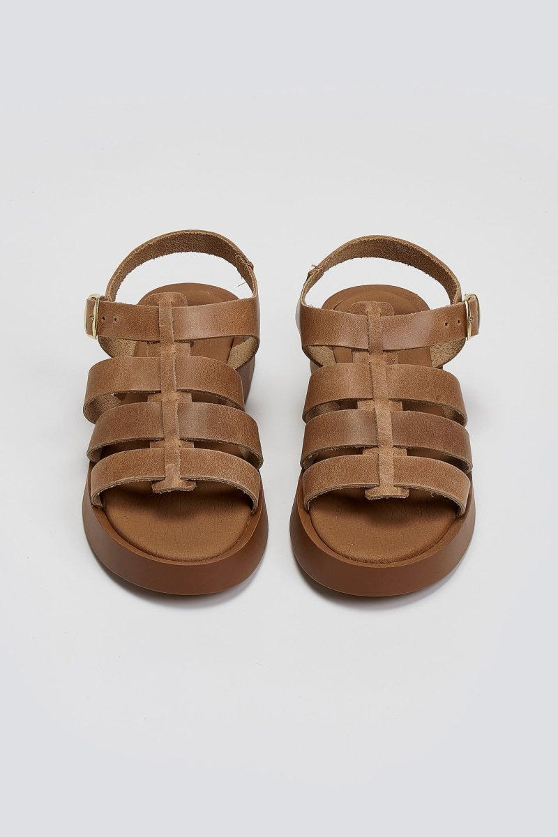 Flatforms δερμάτινα σανδάλια gladiator Estil - Τάουπε - thefashionproject.gr - Estil