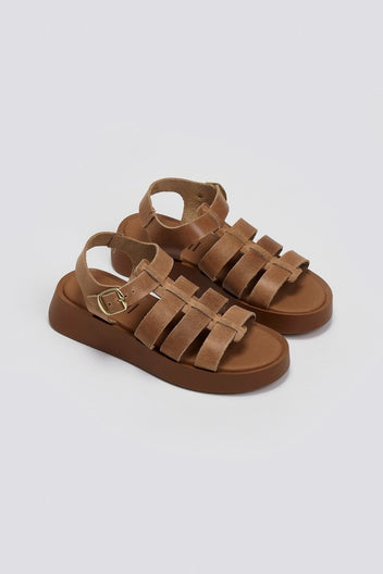 Flatforms δερμάτινα σανδάλια gladiator Estil - Τάουπε - thefashionproject.gr - Estil