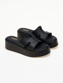 Flatforms δερμάτινα σανδάλια με ανοίγματα Estil - Μαύρο - thefashionproject.gr - Estil