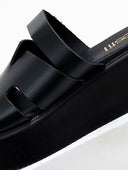Flatforms δερμάτινα σανδάλια με φαρδιά φάσα Estil - Μαύρο - thefashionproject.gr - Estil