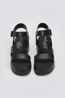 Flatforms δερμάτινα σανδάλια με μπαρέτα Tfp - Μαύρο - thefashionproject.gr - TFP