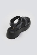 Flatforms δερμάτινα σανδάλια με μπαρέτα Tfp - Μαύρο - thefashionproject.gr - TFP