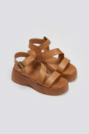 Flatforms δερμάτινα σανδάλια με μπαρέτα Tfp - Ταμπά - thefashionproject.gr - TFP