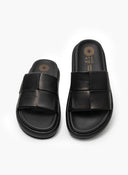 Flatforms δερμάτινα σανδάλια με περαστό σχέδιο στις φάσες - Μαύρο - thefashionproject.gr - ATENEO