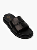 Flatforms δερμάτινα σανδάλια με περαστό σχέδιο στις φάσες - Μαύρο - thefashionproject.gr - ATENEO