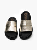 Flatforms δερμάτινα σανδάλια με περαστό σχέδιο στις φάσες - Χρυσό - thefashionproject.gr - ATENEO