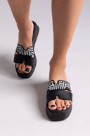 Flatforms δερμάτινα σανδάλια με print Estil - Μαύρο - thefashionproject.gr - Estil