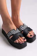 Flatforms δερμάτινα σανδάλια με print Estil - Μαύρο - thefashionproject.gr - Estil