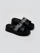 Flatforms δερμάτινα σανδάλια με print Estil - Μαύρο - thefashionproject.gr - Estil