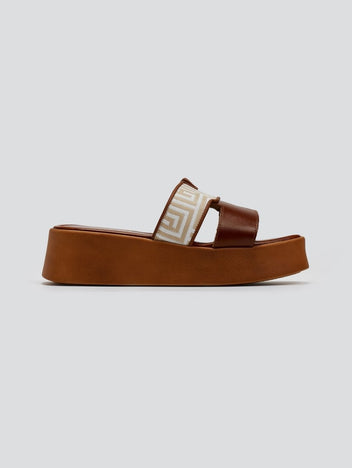 Flatforms δερμάτινα σανδάλια με print Estil - Ταμπά - thefashionproject.gr - Estil