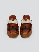 Flatforms δερμάτινα σανδάλια με print Estil - Ταμπά - thefashionproject.gr - Estil