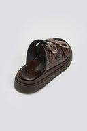Flatforms δερμάτινα σανδάλια με print Tfp - Καφέ - thefashionproject.gr - TFP