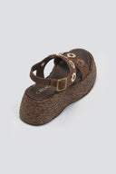 Flatforms δερμάτινα σανδάλια με ψάθα Carad - Καφέ - thefashionproject.gr - CARAD