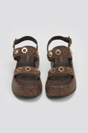Flatforms δερμάτινα σανδάλια με ψάθα Carad - Καφέ - thefashionproject.gr - CARAD