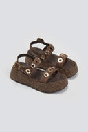 Flatforms δερμάτινα σανδάλια με ψάθα Carad - Καφέ - thefashionproject.gr - CARAD