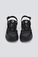 Flatforms δερμάτινα σανδάλια με ψάθα Carad - Μαύρο - thefashionproject.gr - CARAD
