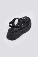 Flatforms δερμάτινα σανδάλια με ψάθα Carad - Μαύρο - thefashionproject.gr - CARAD