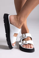 Flatforms δερμάτινα σανδάλια με τοκάδες Tfp - Λευκό - thefashionproject.gr - TFP