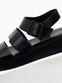 Flatfοrms δερμάτινα σανδάλια με τοκάδες TFP - Μαύρο - thefashionproject.gr - TFP