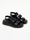 Flatfοrms δερμάτινα σανδάλια με τοκάδες TFP - Μαύρο - thefashionproject.gr - TFP