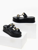 Flatforms δερμάτινα σανδάλια με τρουκς Estil