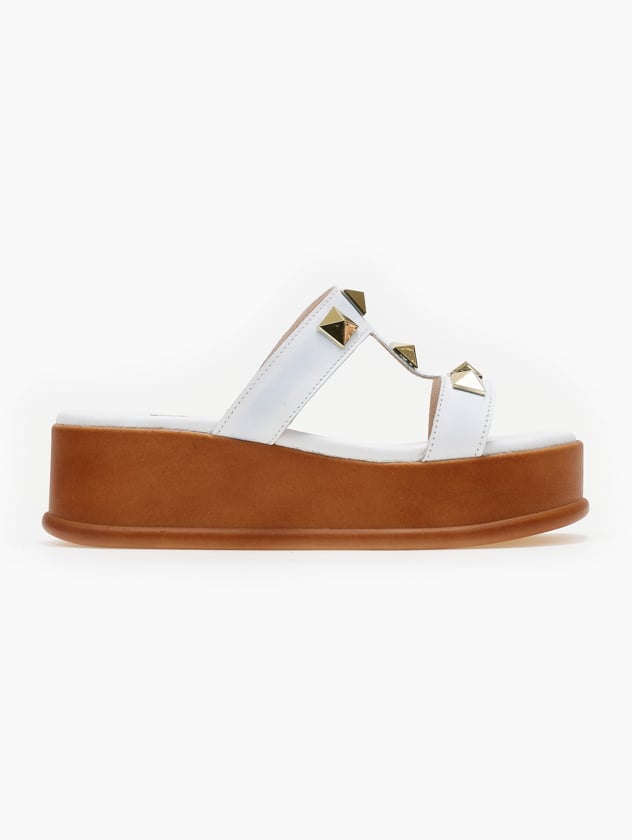 Flatforms δερμάτινα σανδάλια με τρουκς Estil - Λευκό - thefashionproject.gr - Estil