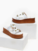 Flatforms δερμάτινα σανδάλια με τρουκς Estil - Λευκό - thefashionproject.gr - Estil