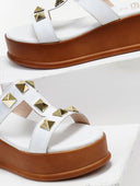 Flatforms δερμάτινα σανδάλια με τρουκς Estil - Λευκό - thefashionproject.gr - Estil