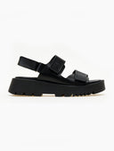 Flatforms δερμάτινα σανδάλια με velcro TFP - Μαύρο - thefashionproject.gr - TFP