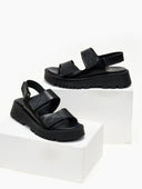 Flatforms δερμάτινα σανδάλια με velcro TFP - Μαύρο - thefashionproject.gr - TFP