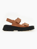 Flatforms δερμάτινα σανδάλια με velcro TFP - Mocha - thefashionproject.gr - TFP