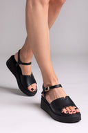 Flatforms δερμάτινα σανδάλια TFP - Μαύρο - thefashionproject.gr - TFP