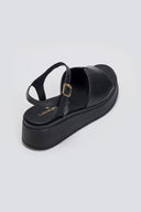 Flatforms δερμάτινα σανδάλια TFP - Μαύρο - thefashionproject.gr - TFP