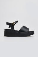 Flatforms δερμάτινα σανδάλια TFP - Μαύρο - thefashionproject.gr - TFP