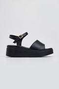 Flatforms δερμάτινα σανδάλια TFP - Μαύρο - thefashionproject.gr - TFP