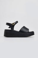 Flatforms δερμάτινα σανδάλια TFP - Μαύρο - thefashionproject.gr - TFP