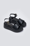 Flatforms δερμάτινα σανδάλια TFP - Μαύρο - thefashionproject.gr - TFP