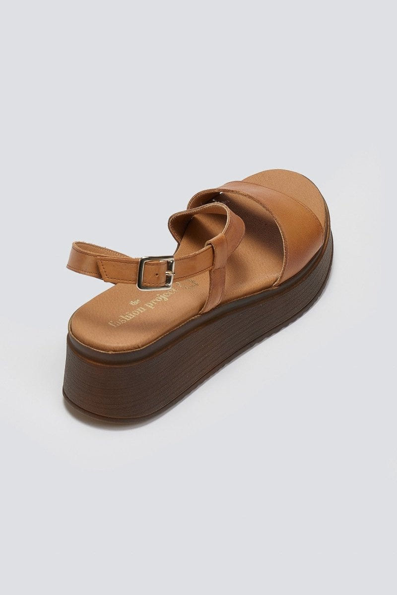 Flatforms δερμάτινα σανδάλια TFP - Ταμπά - thefashionproject.gr - TFP